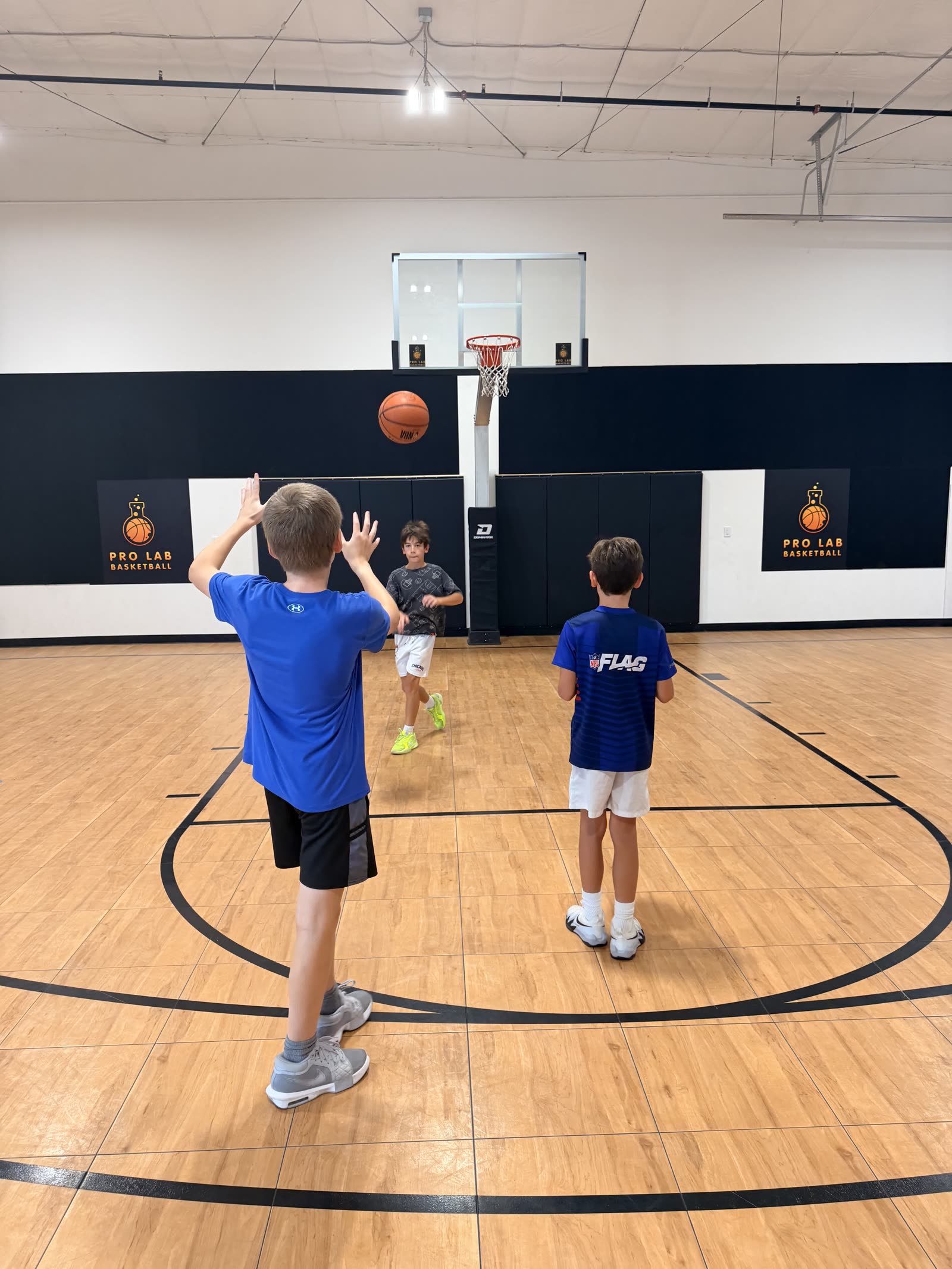 Young players in a live 2-on-2 drill at Sage Hoops